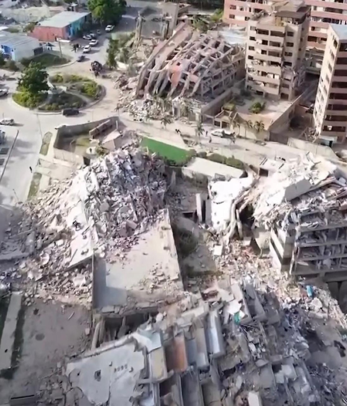 Vista aérea de la destrucción